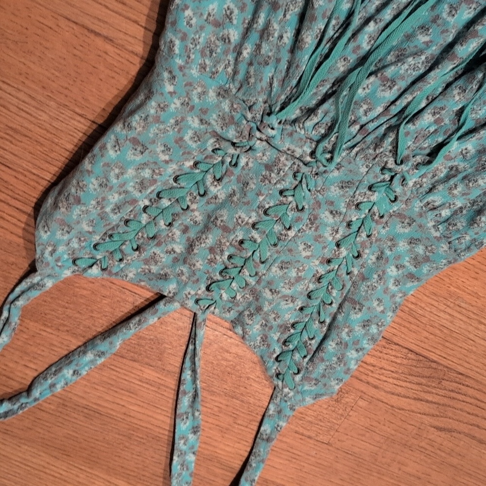 Free People - Bohemian Corset Floral Dress With Ties In Front And Back